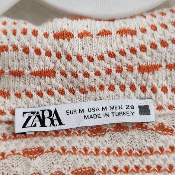 Zara Crop Top Womens Medium Orange Blouse Collared Bloggers Favorite Shirt - Picture 4 of 8